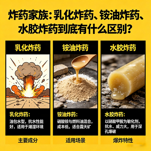 天涯镇炸药家族：乳化炸药、铵油炸药、水胶炸药到底有什么区别？